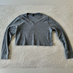 Long Sleeve Grey Crop Top